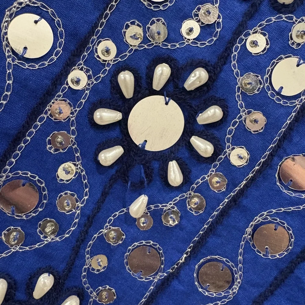 Soft Surroundings Preciosa Maxi Skirt Embroidered Beaded Boho Floral Blue PM - Picture 6 of 16